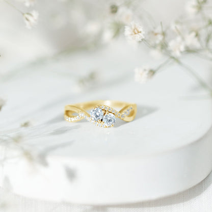 Toi Et Moi Round Moissanite Infinity Promise Ring