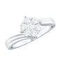 Round Moissanite Flower Proposal Ring in Bypass Shank