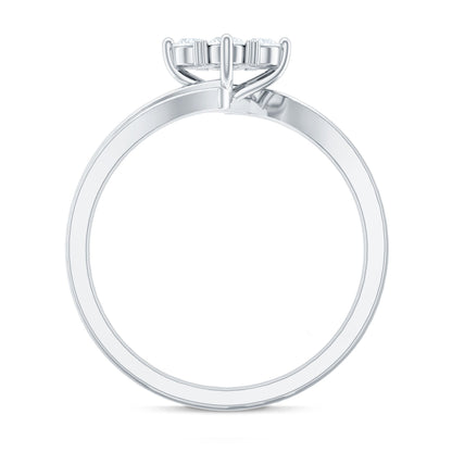 Round Moissanite Flower Proposal Ring in Bypass Shank