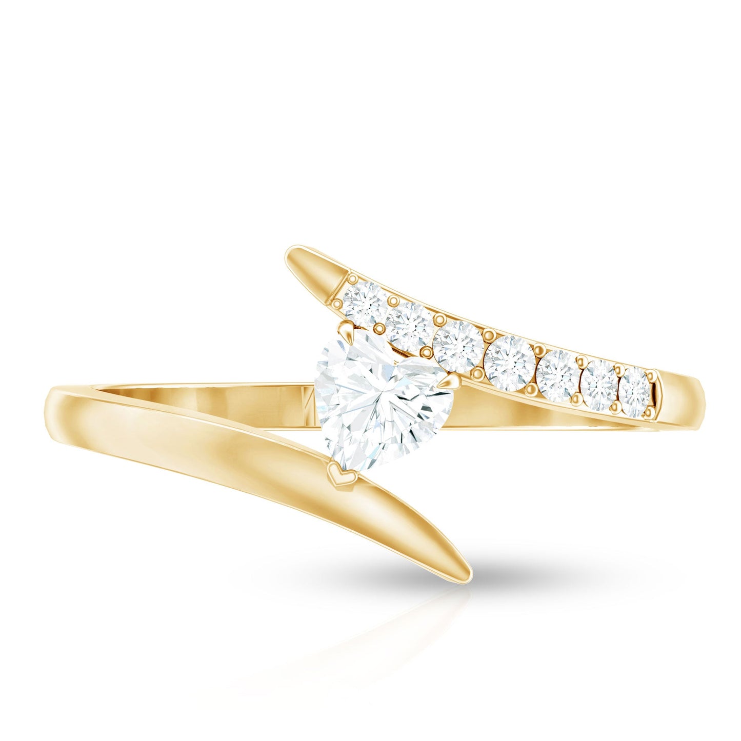 Certified Moissanite Heart Promise Ring in Bypass Shank