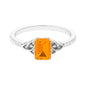 Emerald Cut Solitaire Fire Opal Celtic Knot Engagement Ring with Diamond