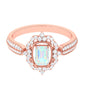 Real 2 Carat Emerald Cut Opalescent Antique Looking Engagement Ring with Diamond Halo