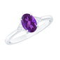 Natural 1 Carat Amethyst Oval Engagement Ring with Diamond Trio