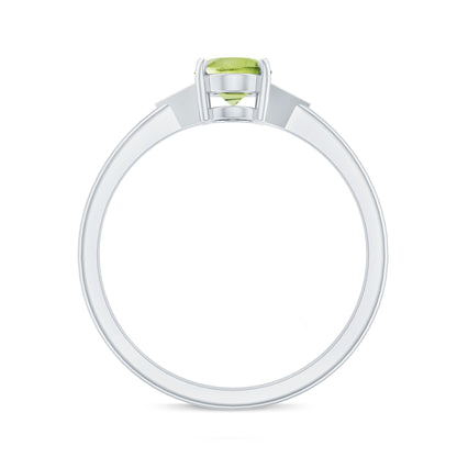 Natural Solitaire 1 Carat Peridot Oval Engagement Ring with Diamond