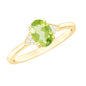 Natural Solitaire 1 Carat Peridot Oval Engagement Ring with Diamond