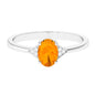 0.6 Carat Oval Fire Opal Solitaire Ring with Diamond Accent