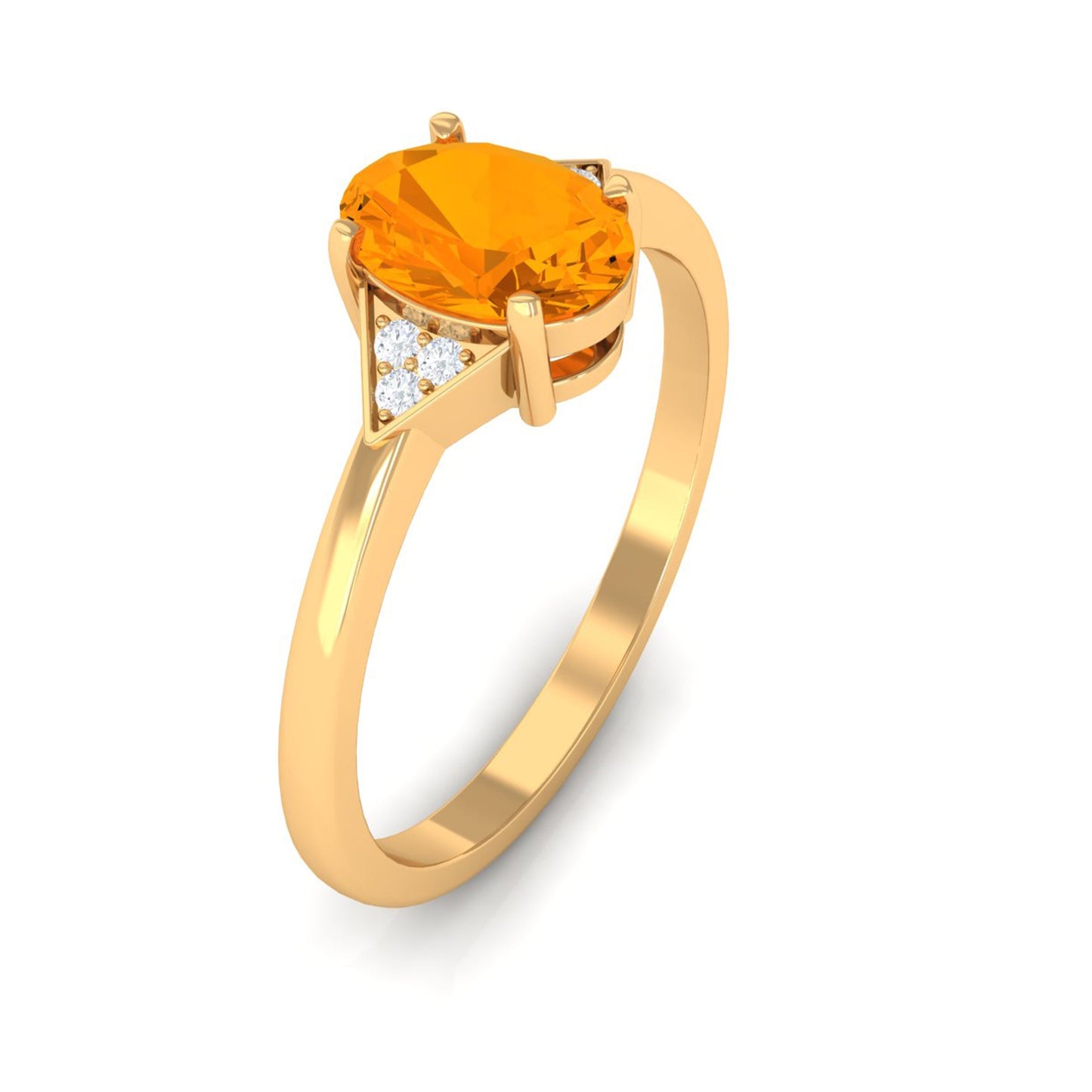 0.6 Carat Oval Fire Opal Solitaire Ring with Diamond Accent