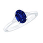 Certified 1 Carat Lab Grown Blue Sapphire Oval Engagement Ring with Diamond Trio