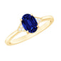 Certified 1 Carat Lab Grown Blue Sapphire Oval Engagement Ring with Diamond Trio