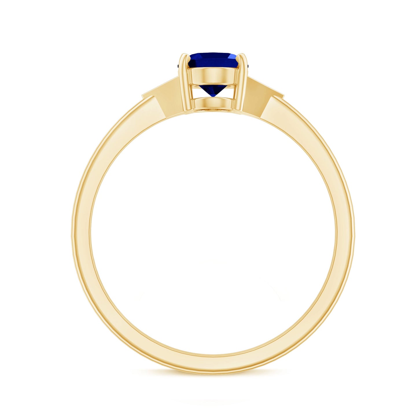 Certified 1 Carat Lab Grown Blue Sapphire Oval Engagement Ring with Diamond Trio