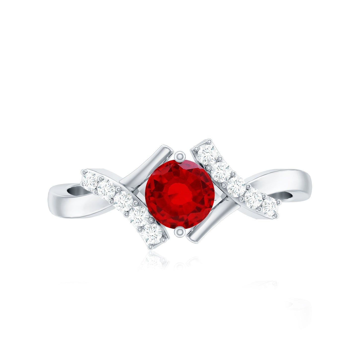 Lab Created Ruby and Diamond Promise Ring for Her