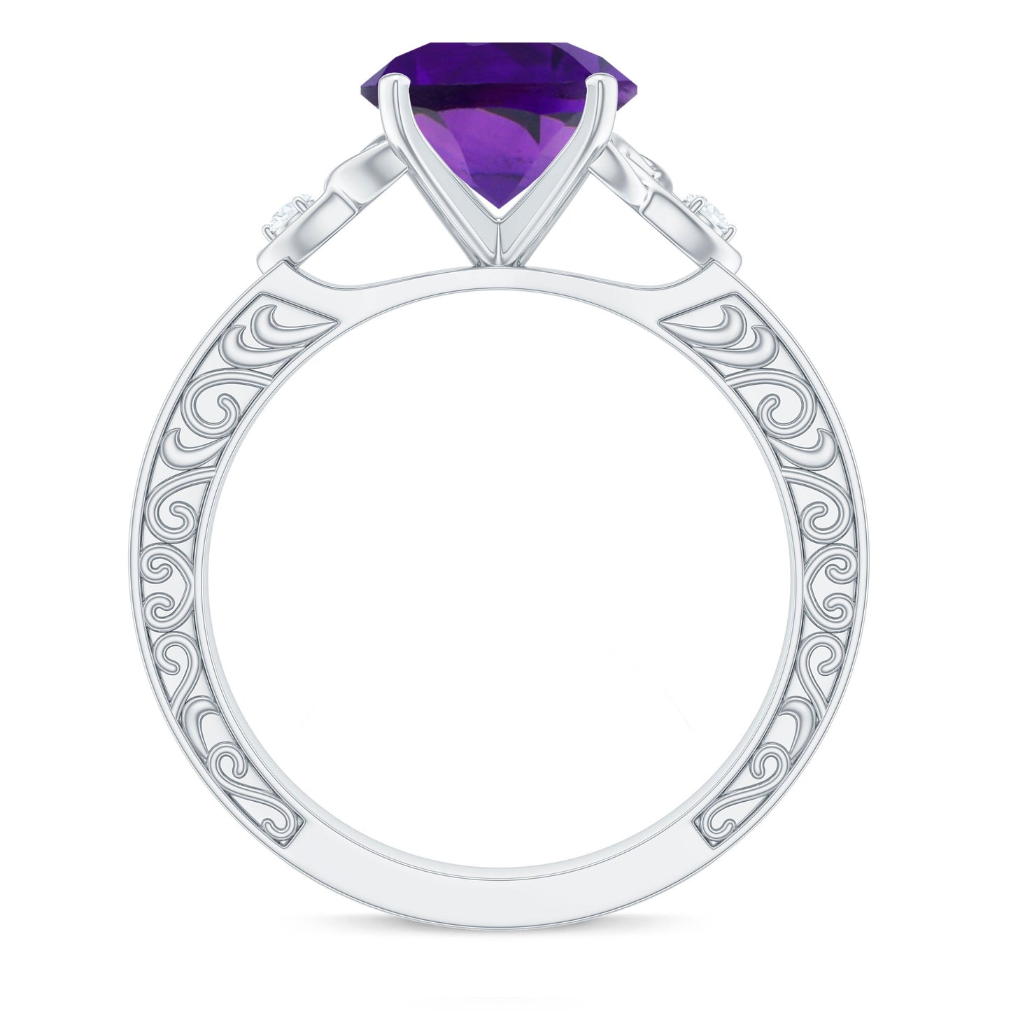 Real 1.2 Carat Amethyst Diamond Engagement Ring with Celtic Knot