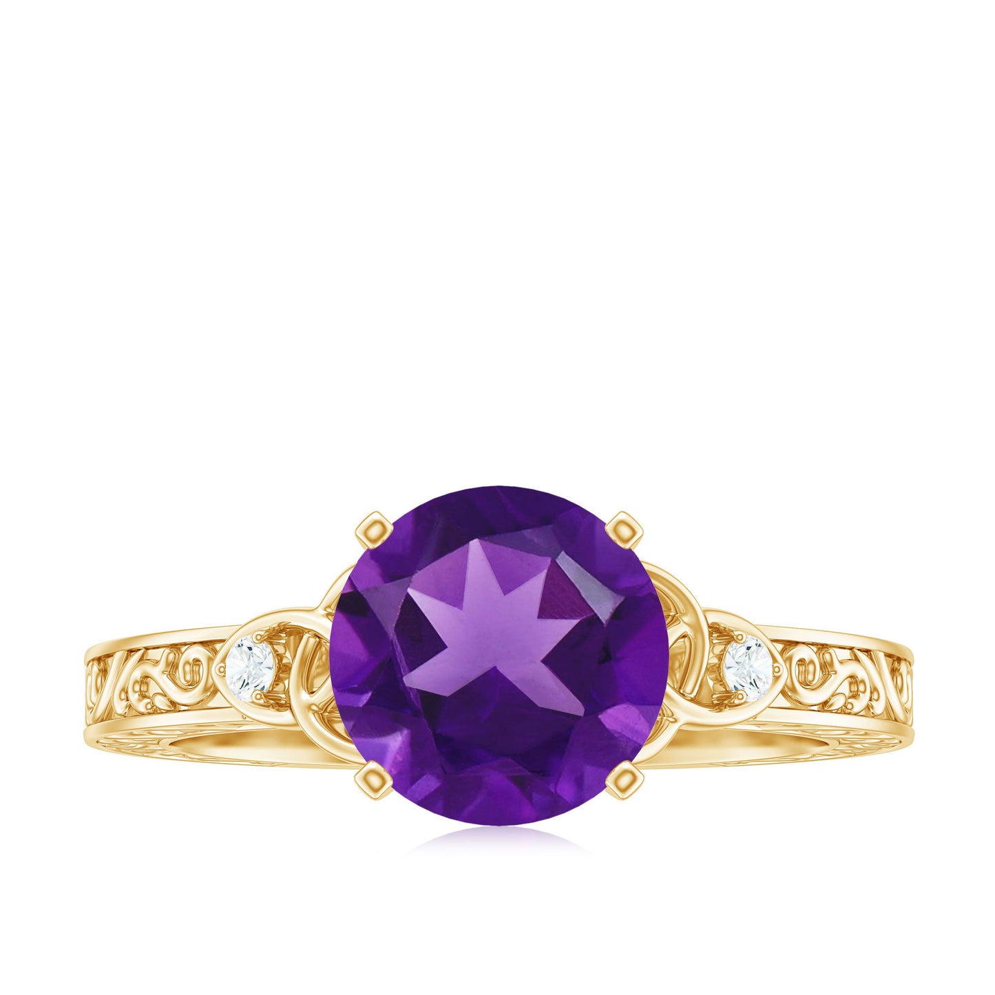 Real 1.2 Carat Amethyst Diamond Engagement Ring with Celtic Knot