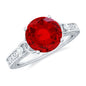 Solitaire Created Ruby Celtic Knot Ring with Diamond