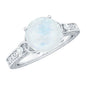 0.8 Carat Solitaire Moonstone Celtic Knot Ring with Diamond