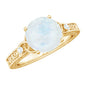 0.8 Carat Solitaire Moonstone Celtic Knot Ring with Diamond
