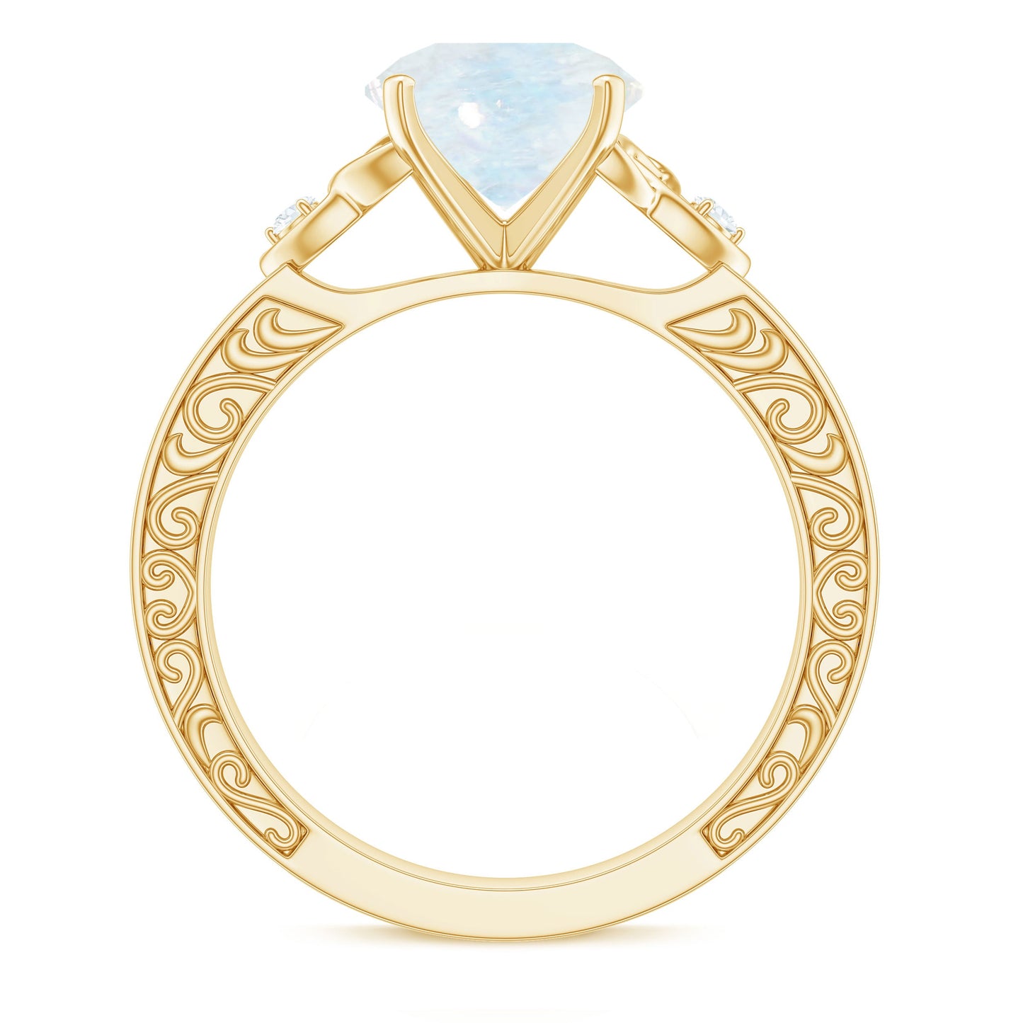 0.8 Carat Solitaire Moonstone Celtic Knot Ring with Diamond