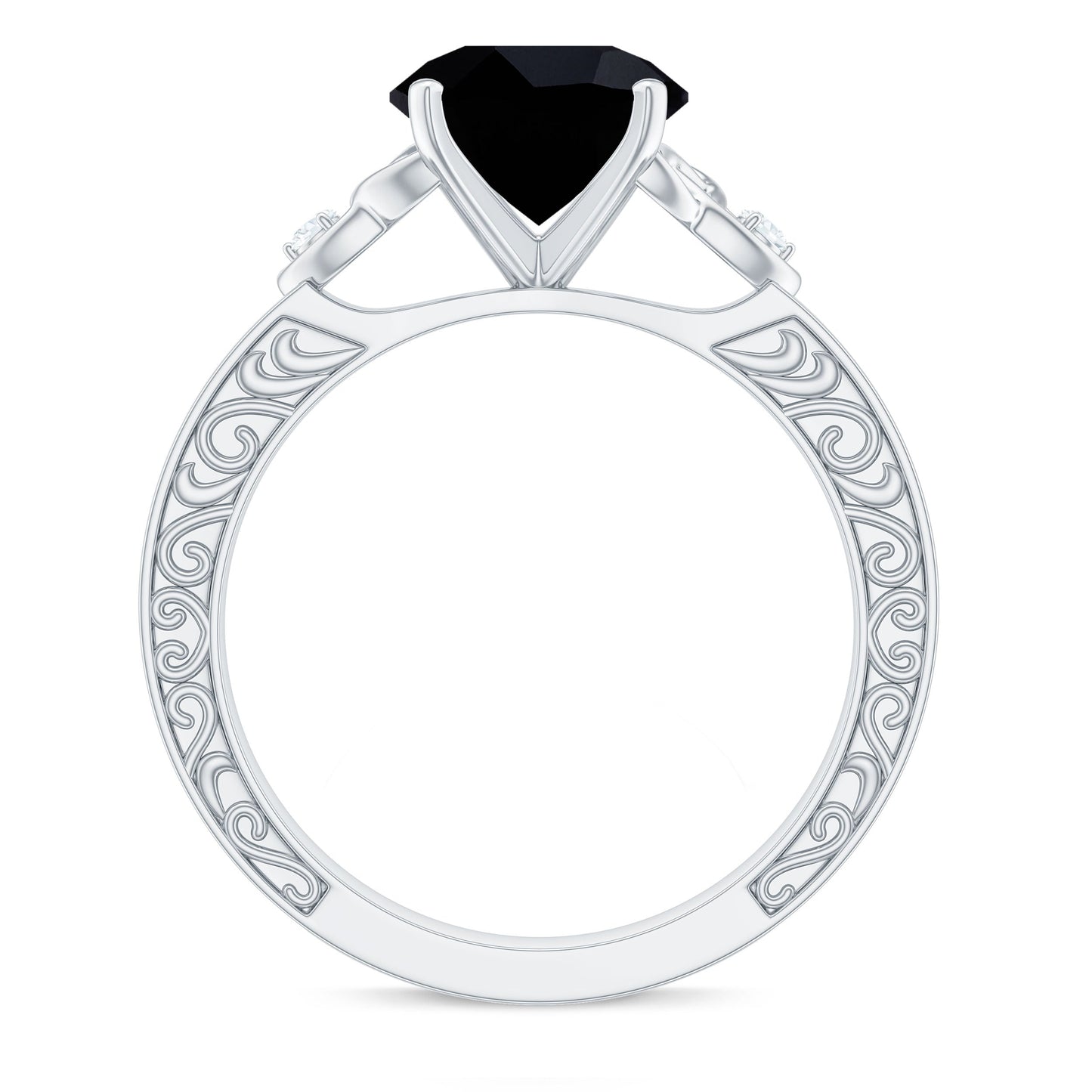 Vintage Inspired Black Onyx Celtic Engagement Ring with Diamond