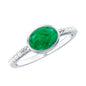 Natural Oval Shape Emerald East West Engagement Ring with Diamond