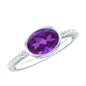 Oval Amethyst Solitaire Engagement Ring with Diamond