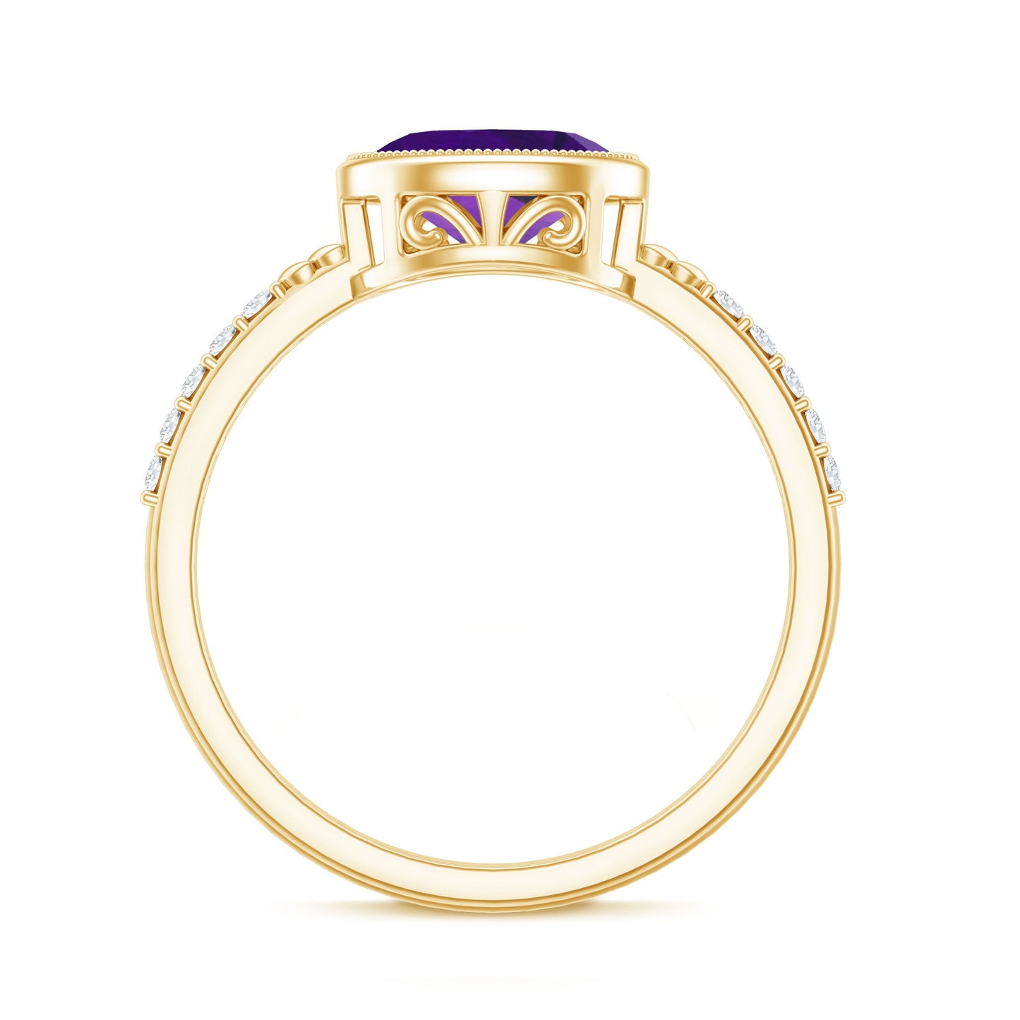 Oval Amethyst Solitaire Engagement Ring with Diamond