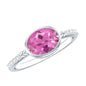 1 Carat Oval Pink Tourmaline East West Engagement Ring with Diamond