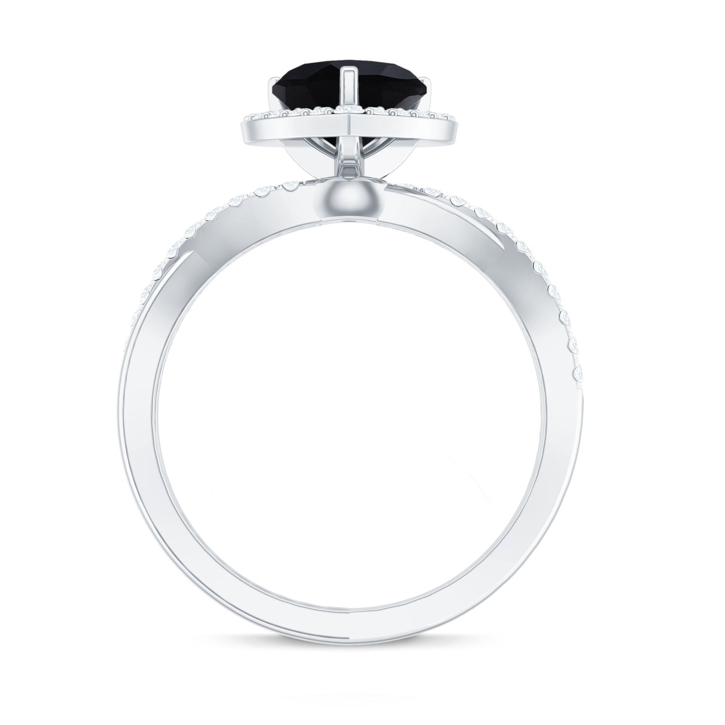 2.4 Carat Lab Grown Black and White Diamond Heart Engagement Ring with Halo