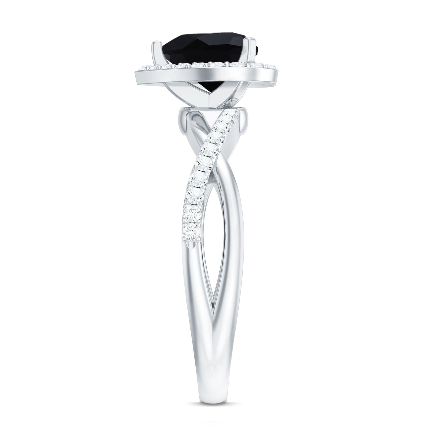2.4 Carat Lab Grown Black and White Diamond Heart Engagement Ring with Halo