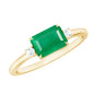 Real Emerald Cut Emerald East West Engagement Ring with Diamond