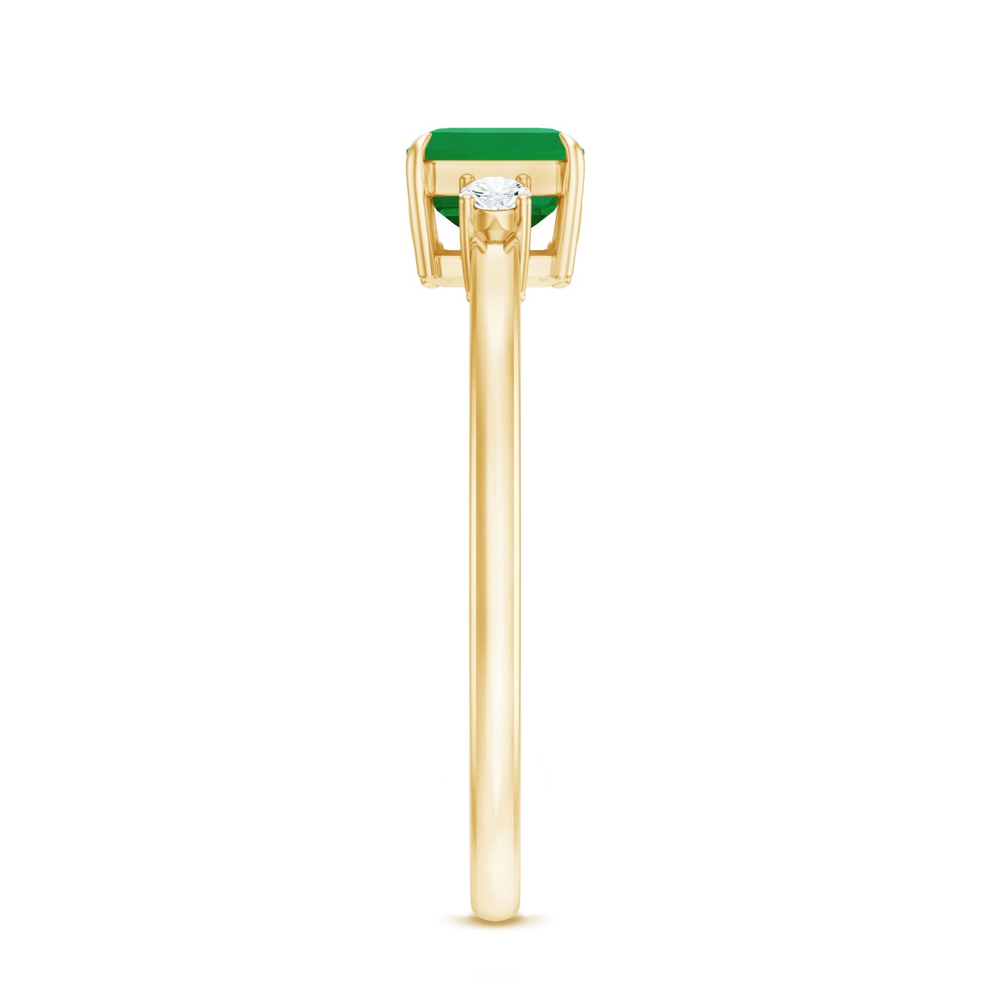 Real Emerald Cut Emerald East West Engagement Ring with Diamond