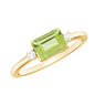 Real 1.8 Carat Peridot Emerald Cut Engagement Ring with Diamond in East West Style