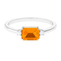 1 Carat Octagon Cut Fire Opal East West Engagement Ring with Diamond