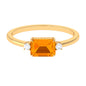 1 Carat Octagon Cut Fire Opal East West Engagement Ring with Diamond