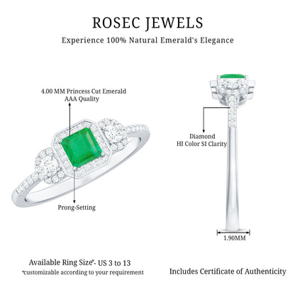 Princess Cut Emerald Classic Vintage Engagement Ring Diamond