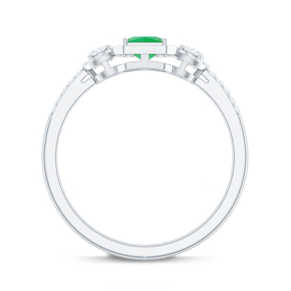 Princess Cut Emerald Classic Vintage Engagement Ring Diamond
