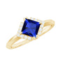 Certified 1.5 Carat Princess Cut Lab Grown Blue Sapphire Diamond Engagement Ring