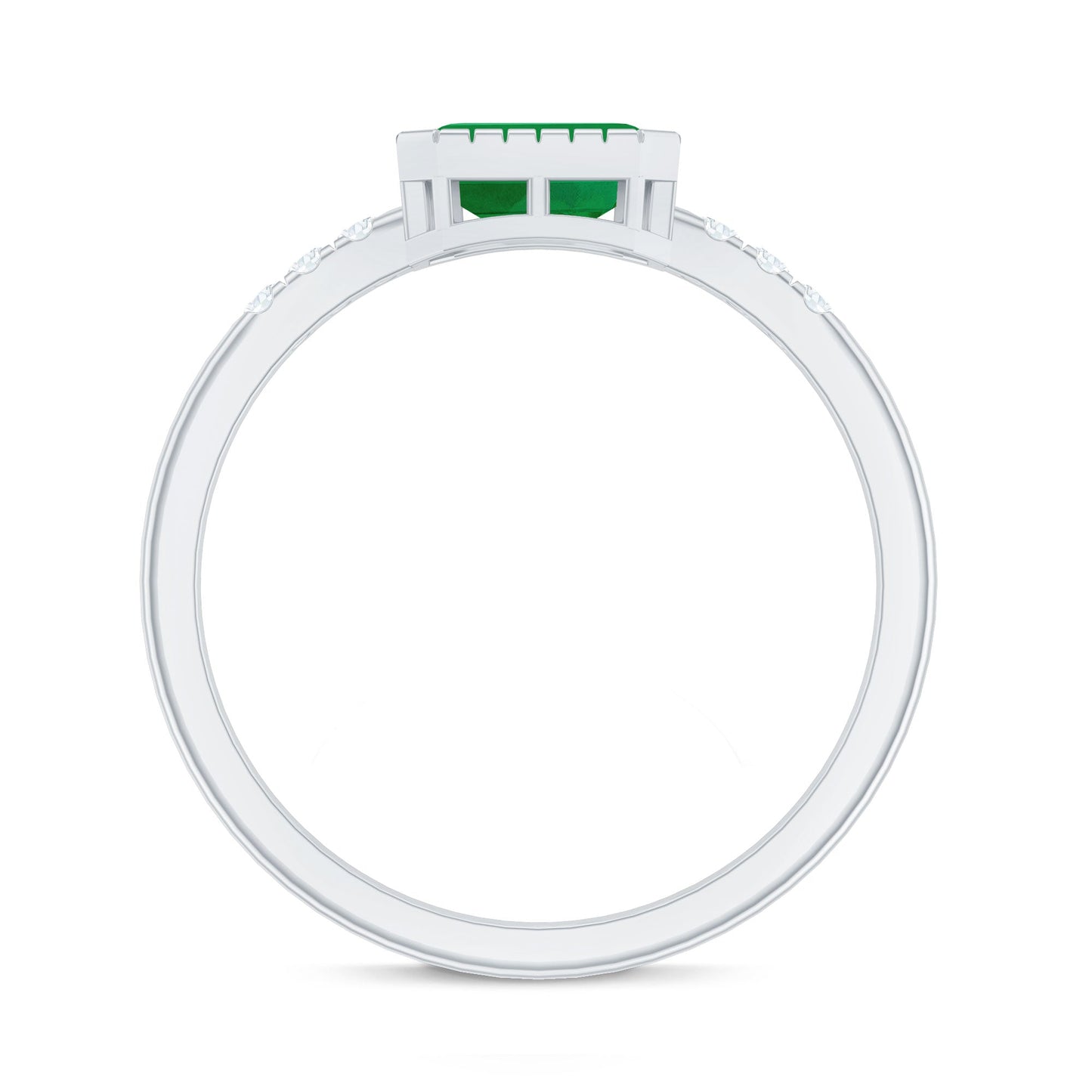 Natural Emerald Diamond Emerald Cut Engagement Ring in East West Style