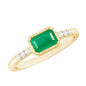 Natural Emerald Diamond Emerald Cut Engagement Ring in East West Style