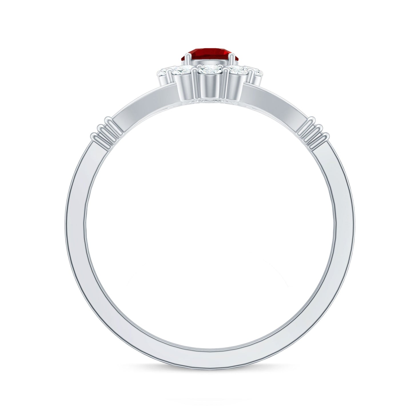 Lab Grown Ruby and Diamond Split Shank Engagement Ring