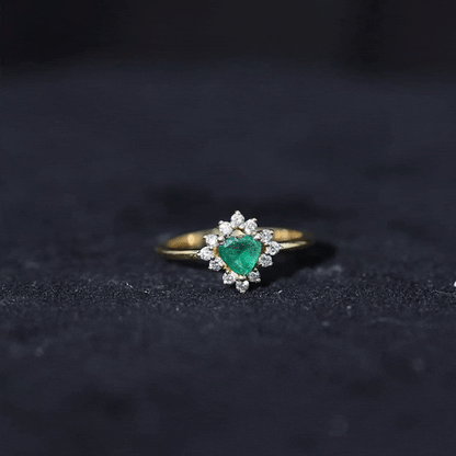 Heart Shape Emerald and Diamond Promise Ring