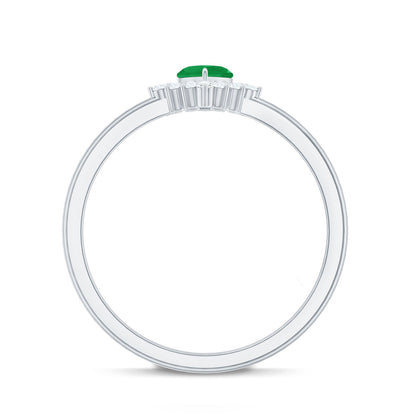 Heart Shape Emerald and Diamond Promise Ring