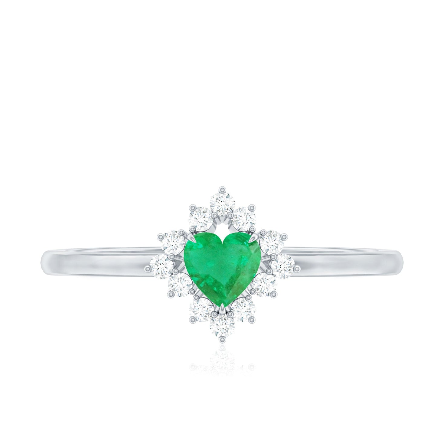 Heart Shape Emerald and Diamond Promise Ring