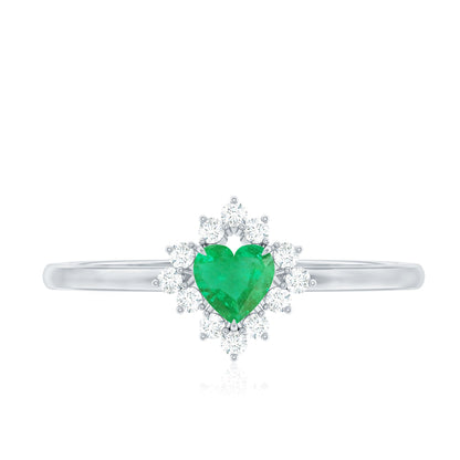 Heart Shape Emerald and Diamond Promise Ring