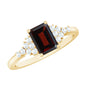 Natural Red Garnet Emerald Cut Engagement Ring with Diamond
