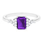 Natural 1.4 Carat Amethyst Emerald Cut Engagement Ring