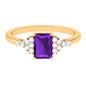 Natural 1.4 Carat Amethyst Emerald Cut Engagement Ring