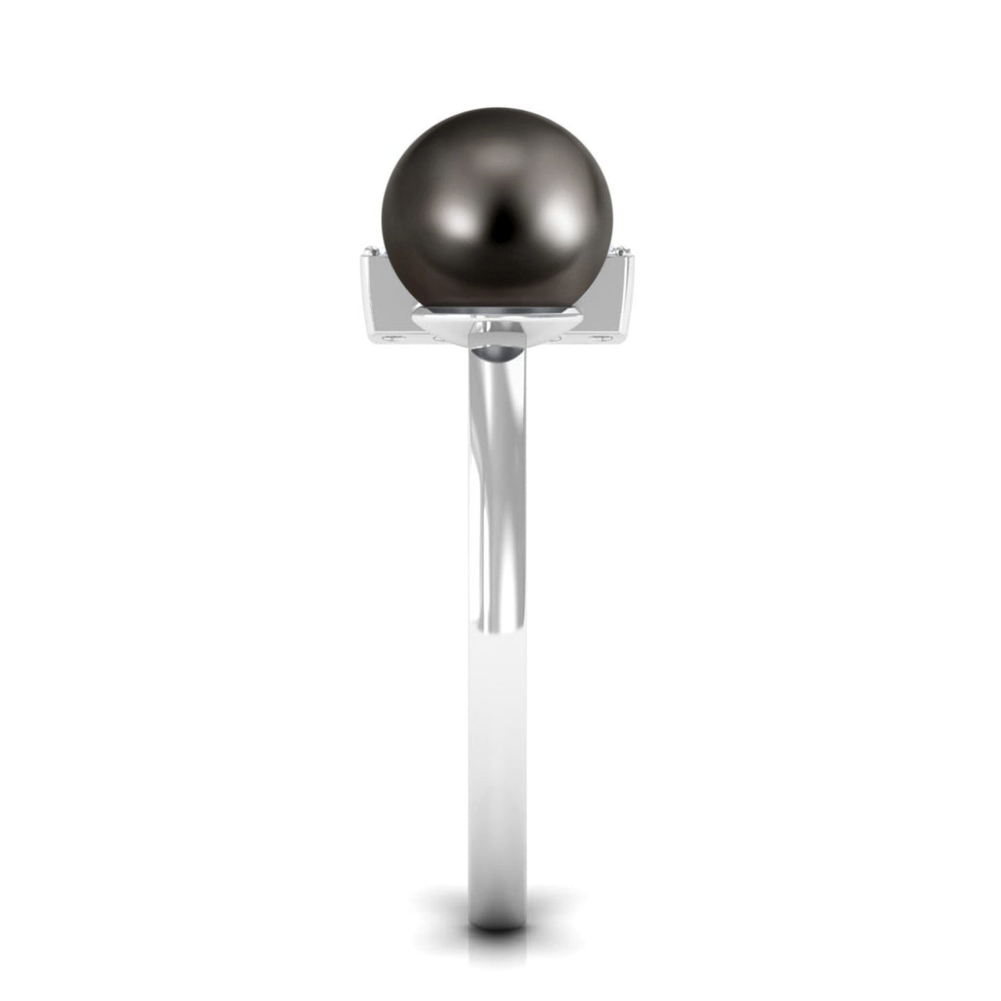 Tahitian Pearl and Diamond Modern Cuff Engagement Ring