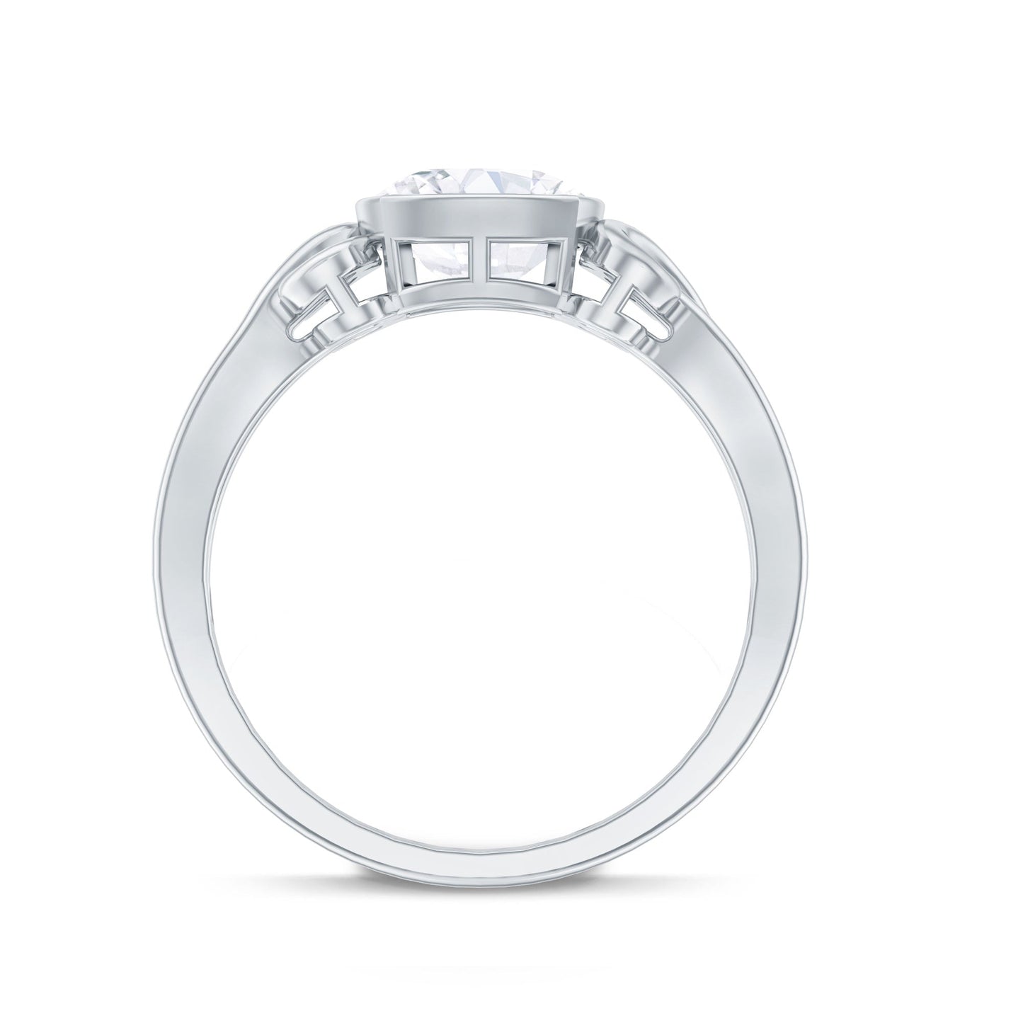 Vintage Style Cushion Moissanite Solitaire Ring in Bezel Setting
