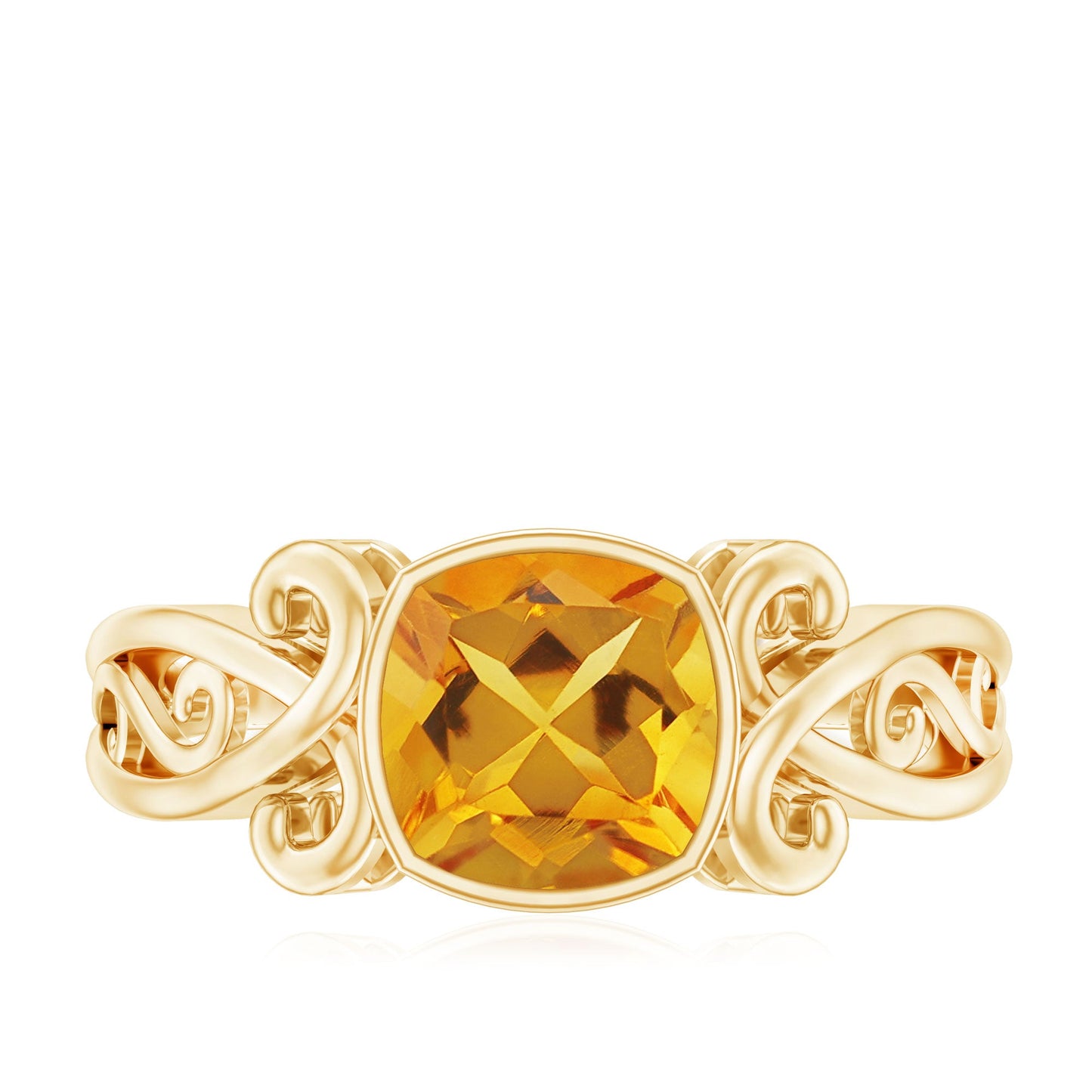 Vintage Inspired Citrine Engagement Ring in Bezel Setting