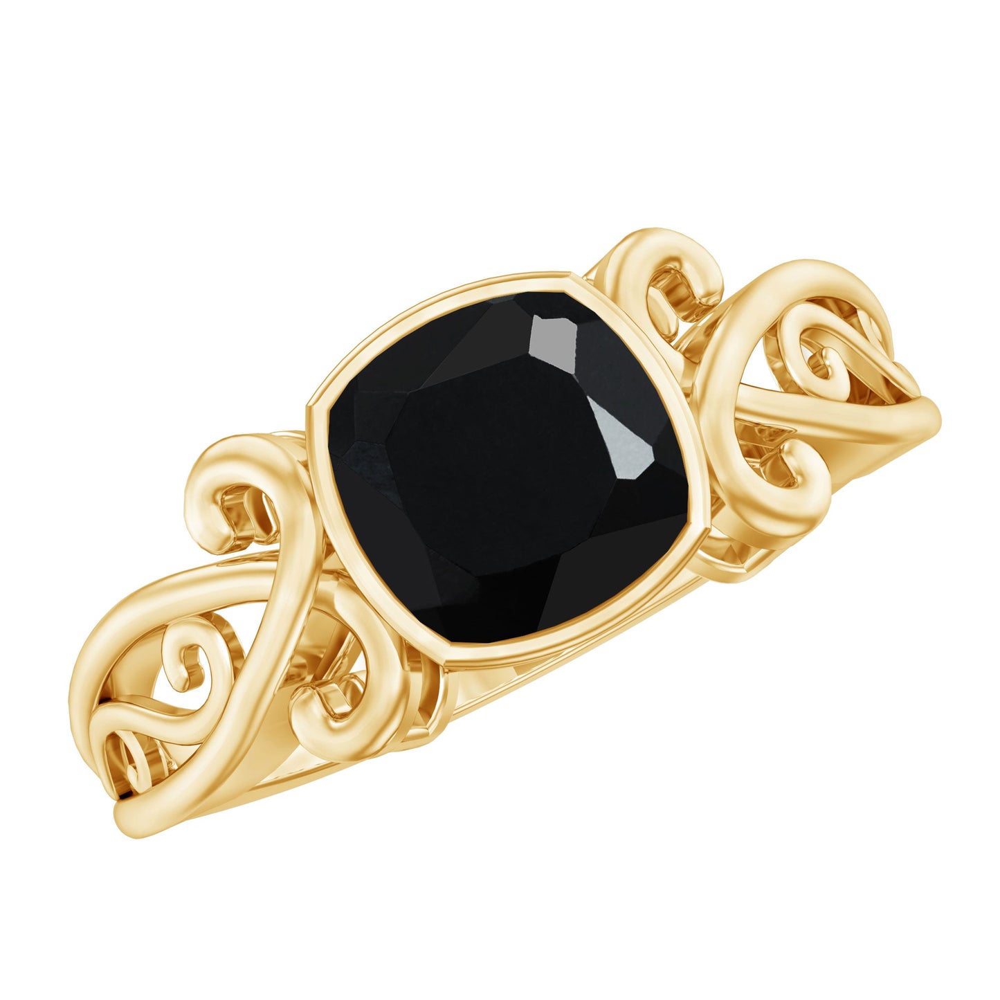 Vintage Style 2.8 Carat Lab Grown Black Diamond Cushion Cut Engagement Ring